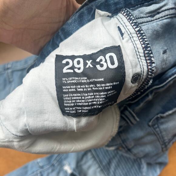 Jeans Moto Style Distressed Ripped Light Wash Denim - Picture 6 of 8